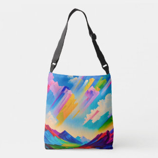 Dreamscape Horizons – Levendig Abstract Landschap Crossbody Tas