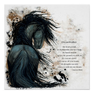 DreamWalker Friesian Horse Poem door Bihrle Perfect Poster