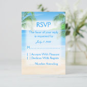 Dreamweaver Beach Wedding RSVP Kaartje (Staand voorkant)
