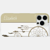 Dreamweaver Beige Feathers Boho Custom Name Case-Mate iPhone Case (Achterkant (horizontaal))