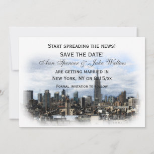 Dreamweaver Black NYC Skyline Save the Date H Kaart