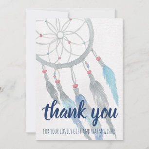 Dreamweaver Blue Boho Baby shower Dank je wel Bedankkaart
