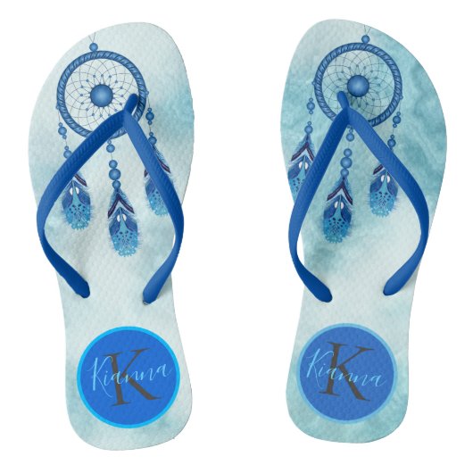 Dreamweaver Blue Dream Catcher Monogram Teenslippers (Voetbed)