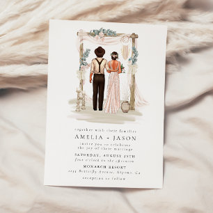 Dreamweaver Bohemian Beach Couple Wedding Invitati Kaart