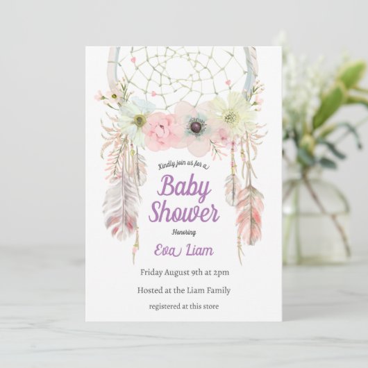 Dreamweaver Bohemianisme Baby shower Uitnodiging (Staand voorkant)