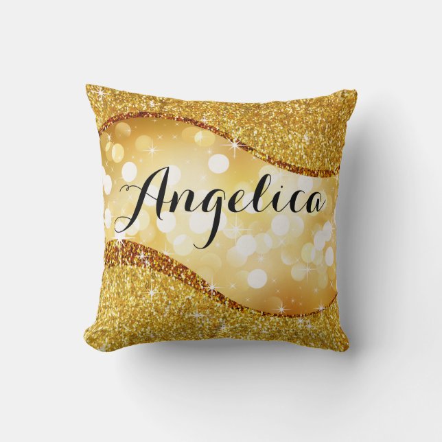 Dreamweaver Bokeh Glitter Bling Swoboop Monogram | Kussen (Voorkant)