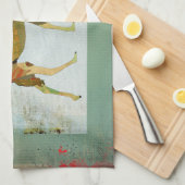 Dreamweaver Camel Monogram Turqoise & White Towel Theedoek (Quarter Fold)