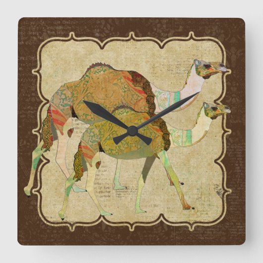  Dreamweaver Camels Clock Vierkante Klok (Voorkant)