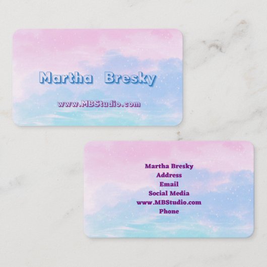 Dreamweaver Clouds Studio Visitekaartjes in afgero (Voorkant / Achterkant)