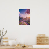 Dreamweaver Dusk: Een Serene Countryside Scene Poster (Keuken)