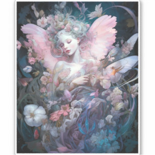 Dreamweaver Fairy Girl Pink Blue Fantasy Art Sticker