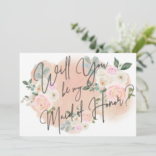 Dreamweaver Floral V2 Maid of Honor Kaart (Staand voorkant)