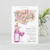 Dreamweaver Floral Wine Bridal Brunch Invitation Kaart (Staand voorkant)