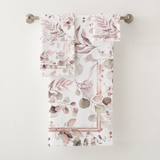 Dreamweaver Foliage Pattern Blush ID817 Bad Handdoek (Insitu)
