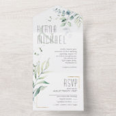 Dreamweaver Foliage Wedding Green ID817 All In One Uitnodiging (Binnen)
