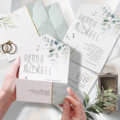 Dreamweaver Foliage Wedding Green ID817 All In One Uitnodiging