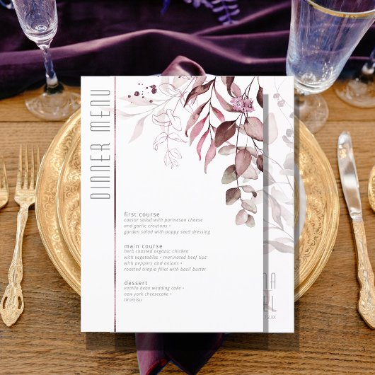Dreamweaver Foliage Wedding Menu V2 Burgundy ID817