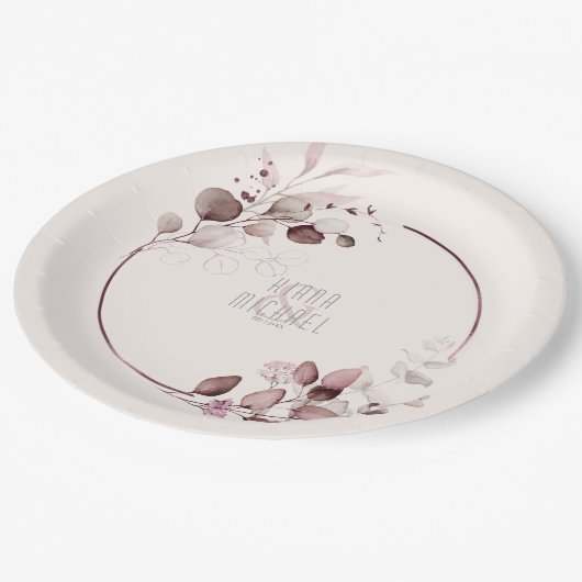 Dreamweaver Foliage Wedding V1 Burgundy ID817 Papieren Bordje (Gekanteld)