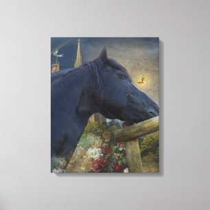 Dreamweaver Friesian - Wrapped Canvas Afdruk