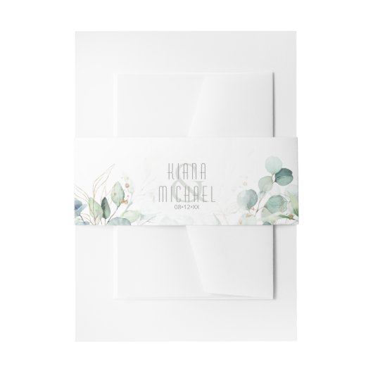 Dreamweaver Greenery Wedding V1 Green/Blue ID817 Uitnodigingen Wikkel (Voorkant Voorbeeld)