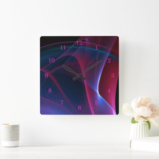 Dreamweaver Magenta en Blue Abstract Artwork Vierkante Klok (Huis)