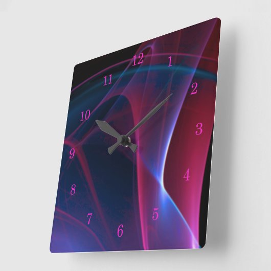 Dreamweaver Magenta en Blue Abstract Artwork Vierkante Klok (Hoek)