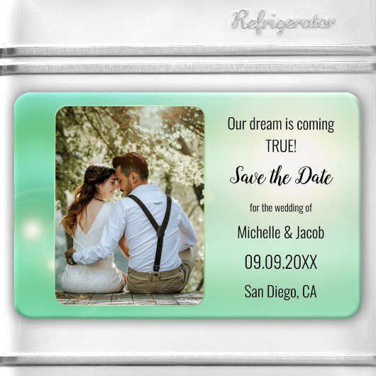 Dreamweaver Mint Green Lichten Foto opslaan Datum Magneet