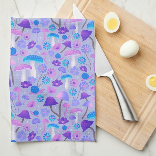 Dreamweaver Mushroom Forest Paarse Turquoise Theedoek (Quarter Fold)