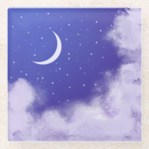 Dreamweaver Night Sky met Crescent Moon Glazen Onderzetter