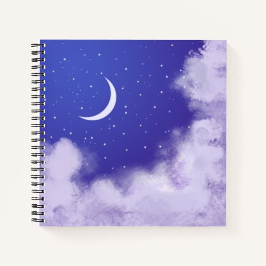 Dreamweaver Night Sky met Crescent Moon Notitieboe Notitieboek (Voorkant)