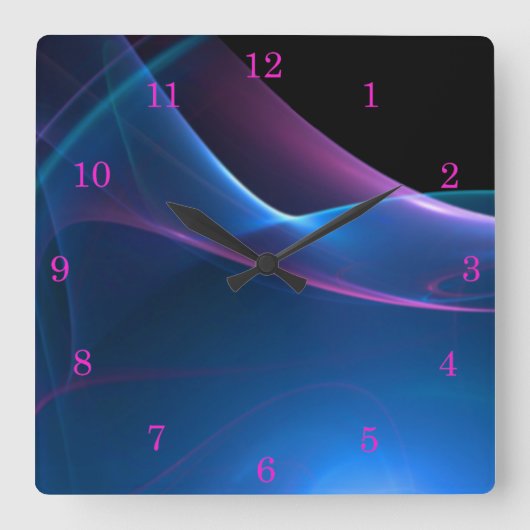 Dreamweaver Paars en Blue Sweep Fractal Vierkante Klok (Voorkant)