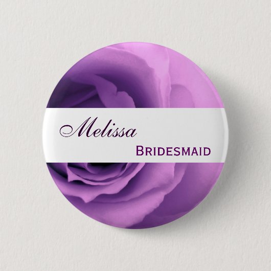 Dreamweaver Paars Roos Aangepaste naam Bridesmaid Ronde Button 5,7 Cm (Voorkant)
