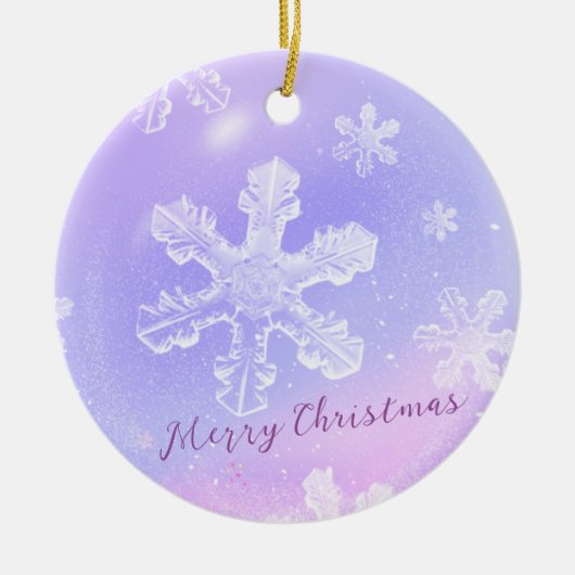 Dreamweaver Paarse Crystal Ball Translucent Snowfl Keramisch Ornament (Voorkant)