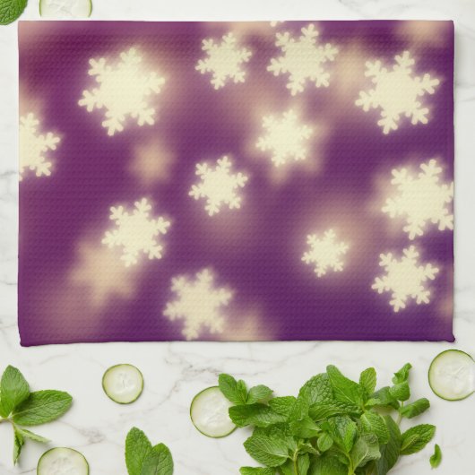 Dreamweaver Paarse Snowflake Bokeh Lights Theedoek (Gevouwen)
