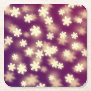 Dreamweaver Paarse Snowflake Bokeh Lights Vierkante Kartonnen Onderzetter