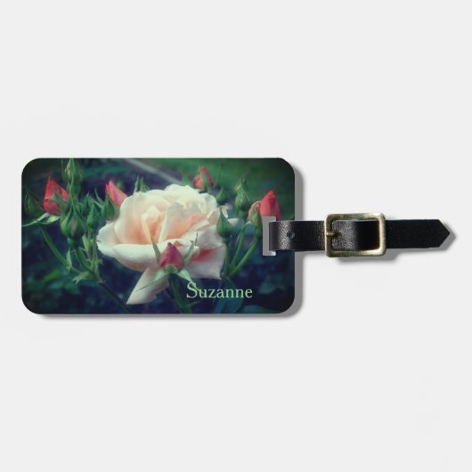 Dreamweaver Peach Roos en Buds gepersonaliseerd Bagagelabel (Voorkant horizontaal)