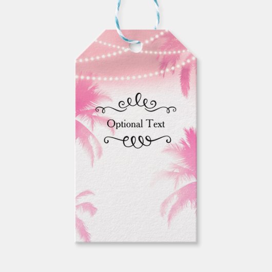 Dreamweaver Pink Palm Trees & String Lights Favor Cadeaulabel (Voorkant)