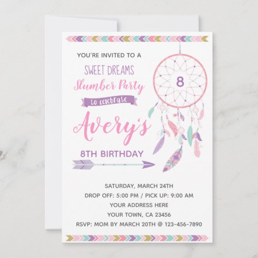 Dreamweaver Slumber Partij Uitnodiging (Voorkant)