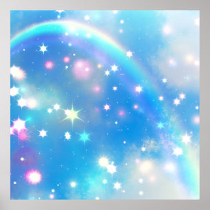 Dreamweaver Sparkle Rainbow Unicorn Sky Poster