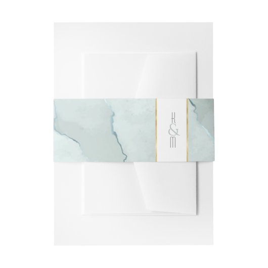 Dreamweaver Waterverf Abstract Wedding Green/Bl ID Uitnodigingen Wikkel (Voorkant Voorbeeld)