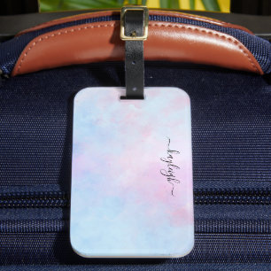 Dreamweaver Waterverf Pink Blue Turquoise Bagagelabel