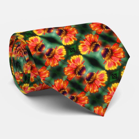 Dreamweaver Zinnia Flower Pattern Stropdas (Opgerold)