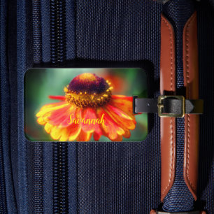 Dreamweaver Zinnia Flower Personalized Bagagelabel