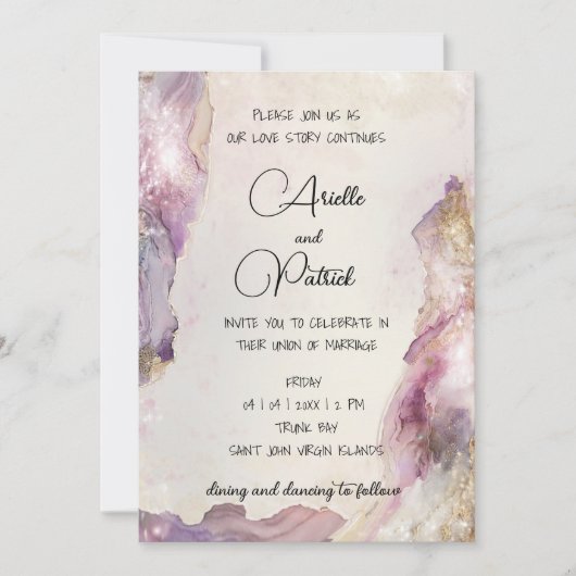 Dreamy Aquarella bruiloft uitnodiging (Voorkant)