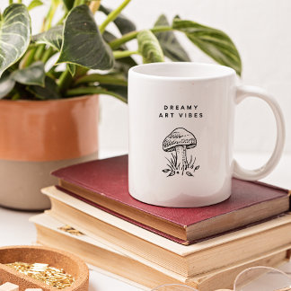 Dreamy Art Vibes – Hand-Drawn Mushroom Aesthetic Koffiemok