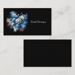 Dreamy Blue en White Roses Waterverf Visitekaartje