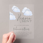 Dreamy Blue Heaven Sent Sky Theme Boy Baby shower Acryl Uitnodigingen (Insitu (Draagbaar))