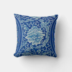 Dreamy Blue Lotus  Chinoiserie Kussen