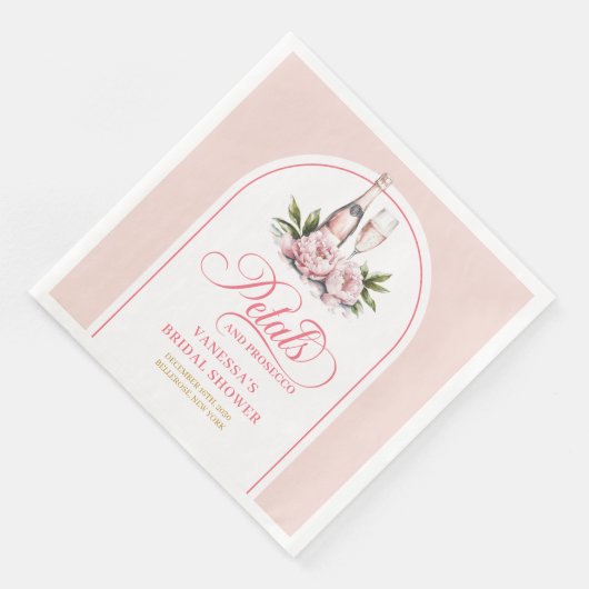 Dreamy Blush Floral Petals and Prosecco Napkins Servet (Hoek)