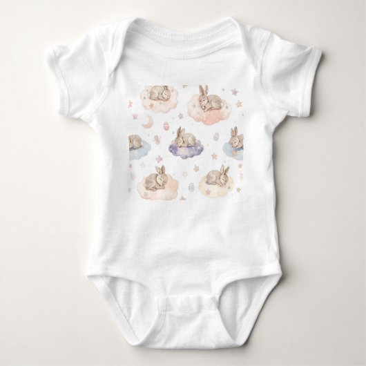 Dreamy Bunny Clouds Baby Bodysuit | Sleeping Bunny (Voorkant)
